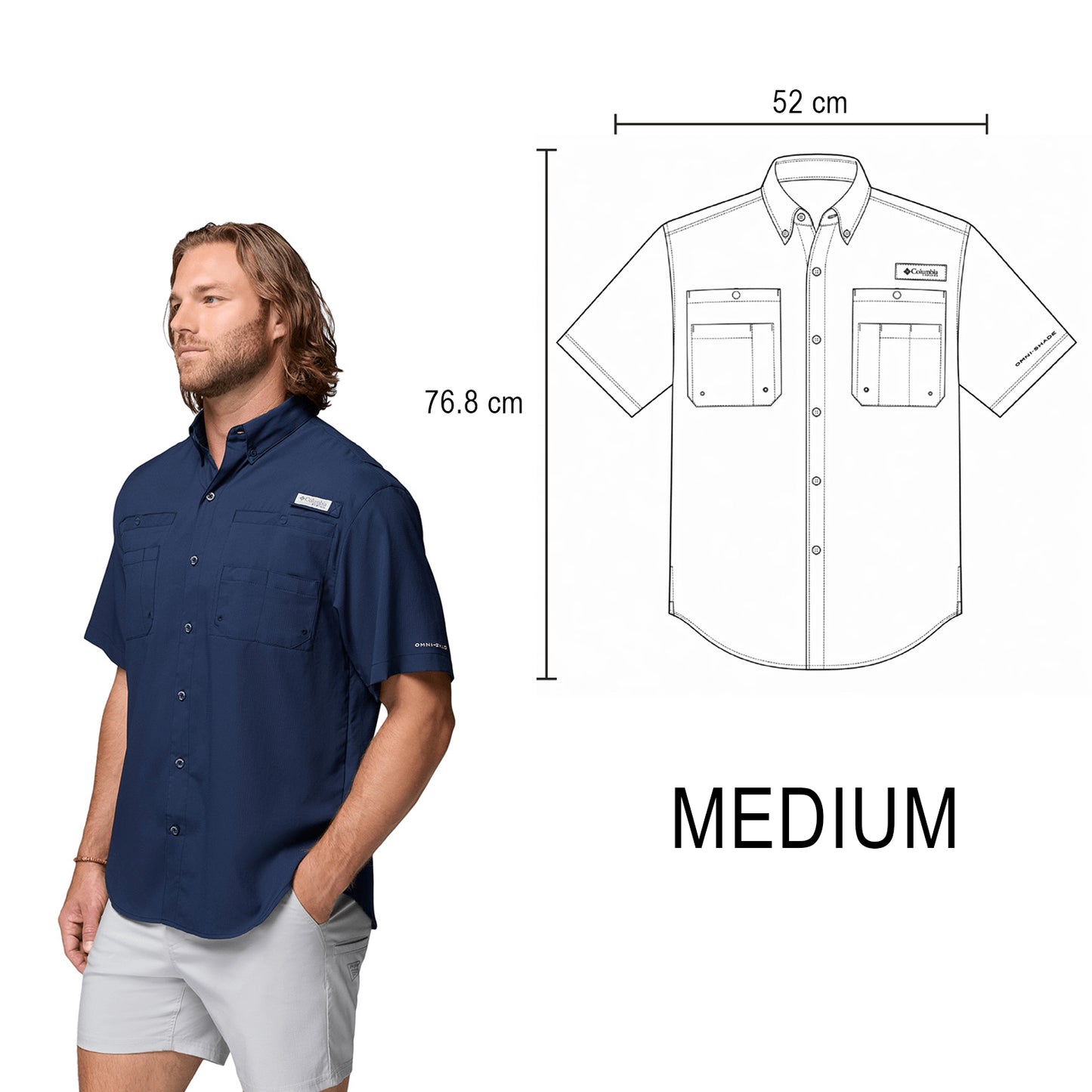 CAMISA COLUMBIA TAMIAMI MANGA CORTA CABALLERO
