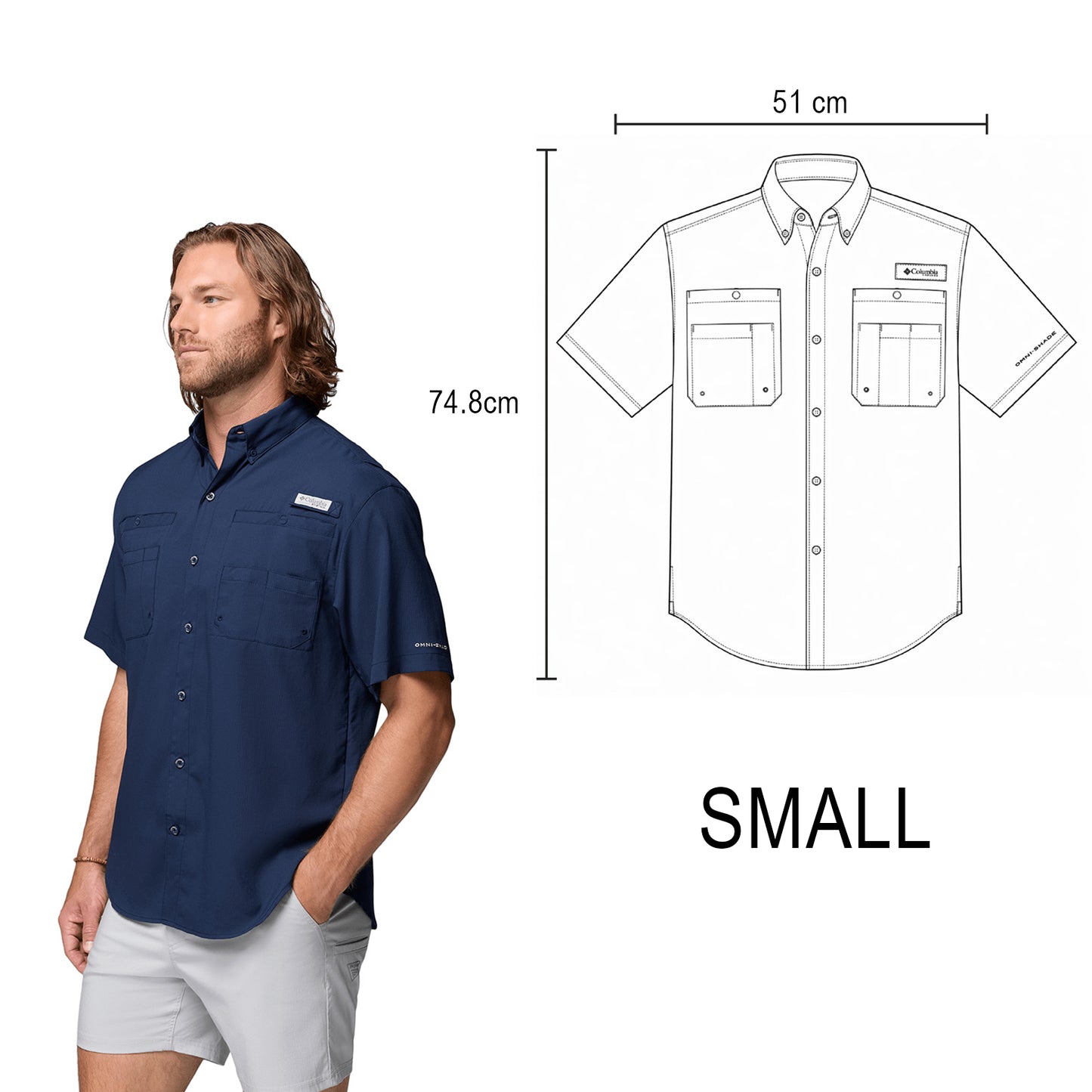 CAMISA COLUMBIA TAMIAMI MANGA CORTA CABALLERO