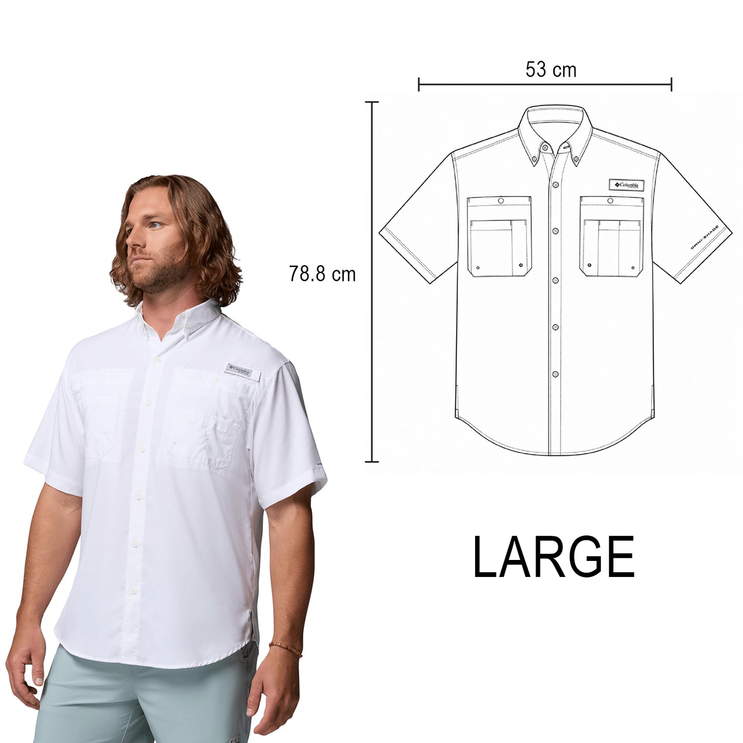 CAMISA COLUMBIA TAMIAMI MANGA CORTA CABALLERO