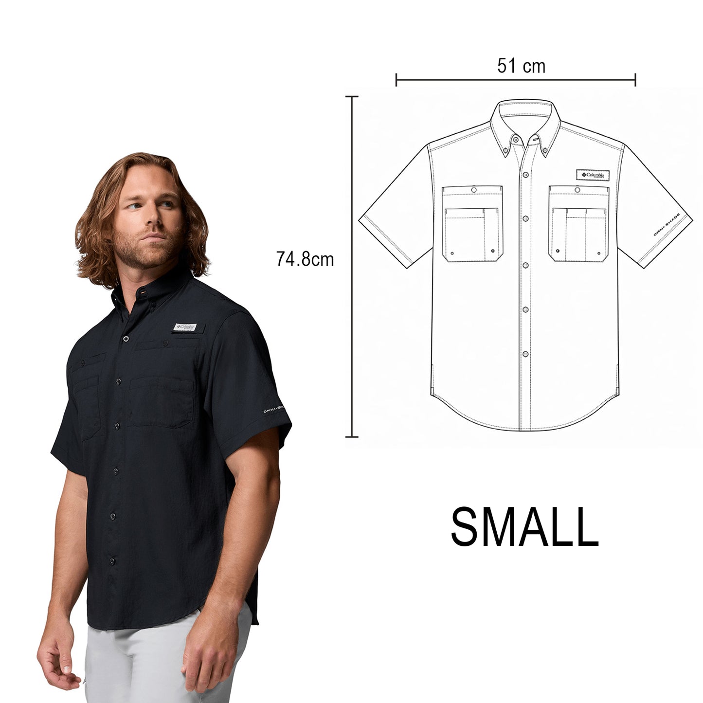 CAMISA COLUMBIA TAMIAMI MANGA CORTA CABALLERO