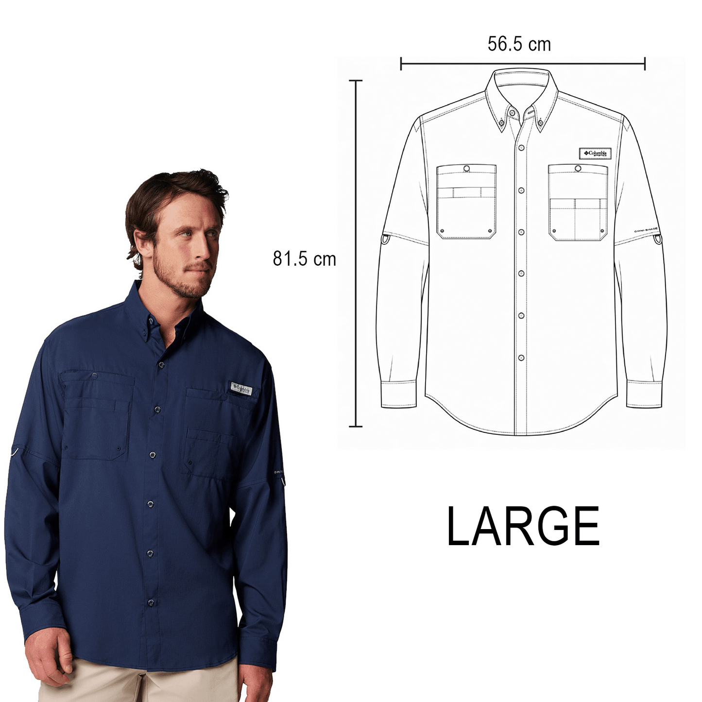CAMISA TAMIAMI COLUMBIA MANGA LARGA CABALLERO