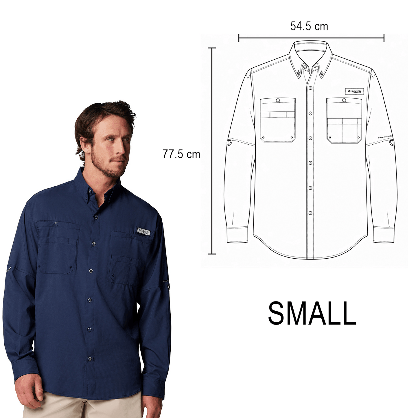 CAMISA TAMIAMI COLUMBIA MANGA LARGA CABALLERO