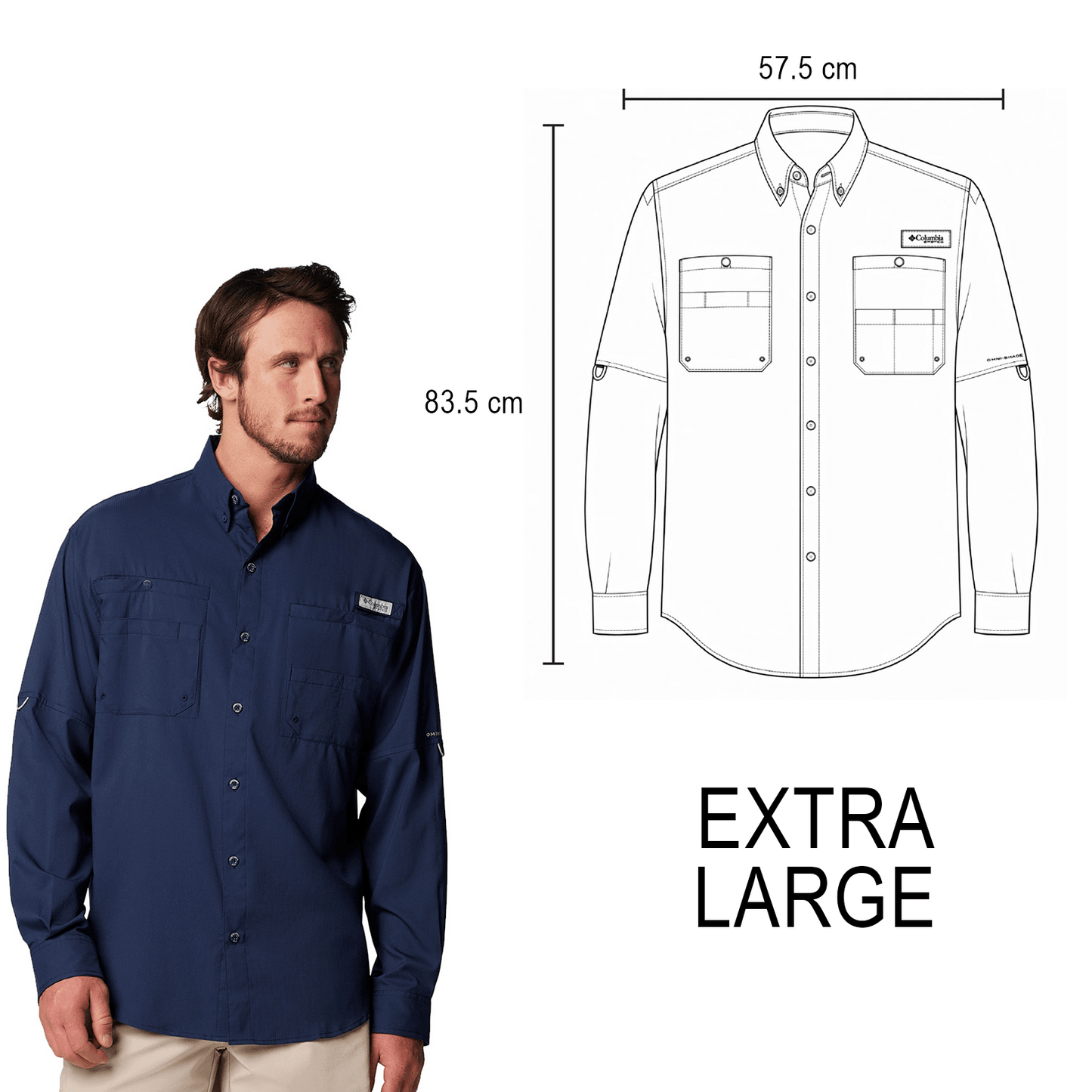 CAMISA TAMIAMI COLUMBIA MANGA LARGA CABALLERO