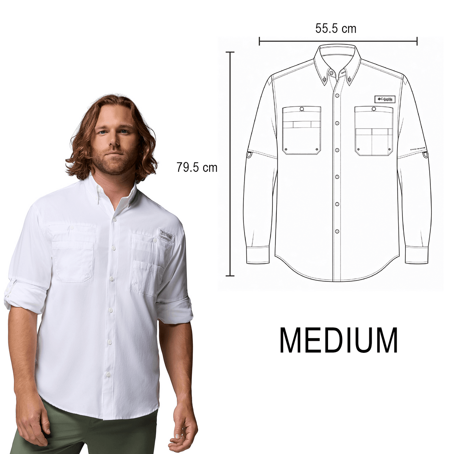 CAMISA TAMIAMI COLUMBIA MANGA LARGA CABALLERO