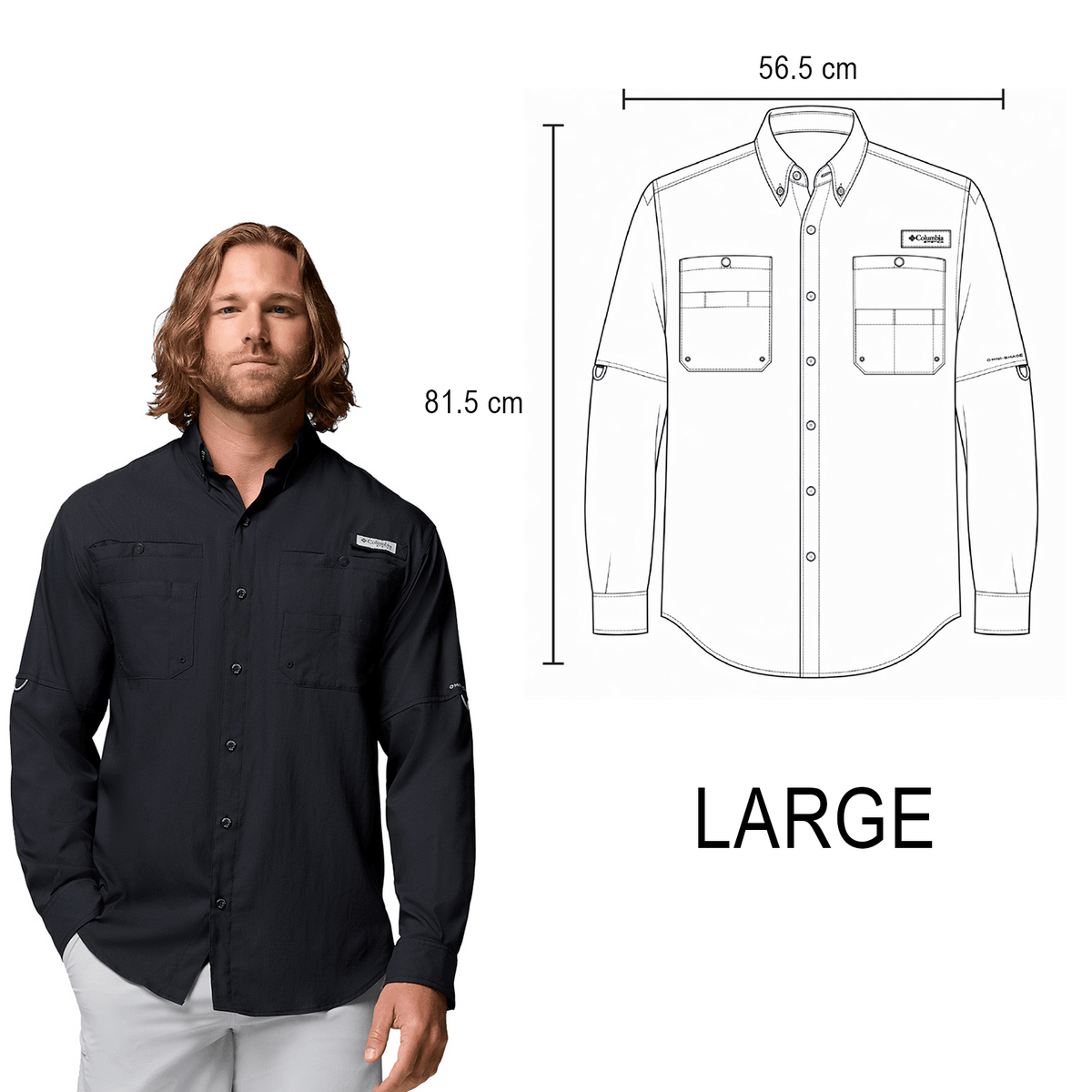 CAMISA TAMIAMI COLUMBIA MANGA LARGA CABALLERO