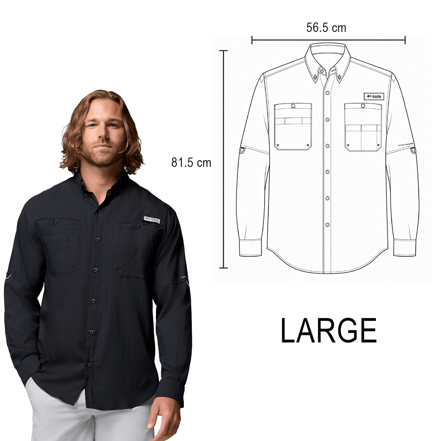 CAMISA TAMIAMI COLUMBIA MANGA LARGA CABALLERO
