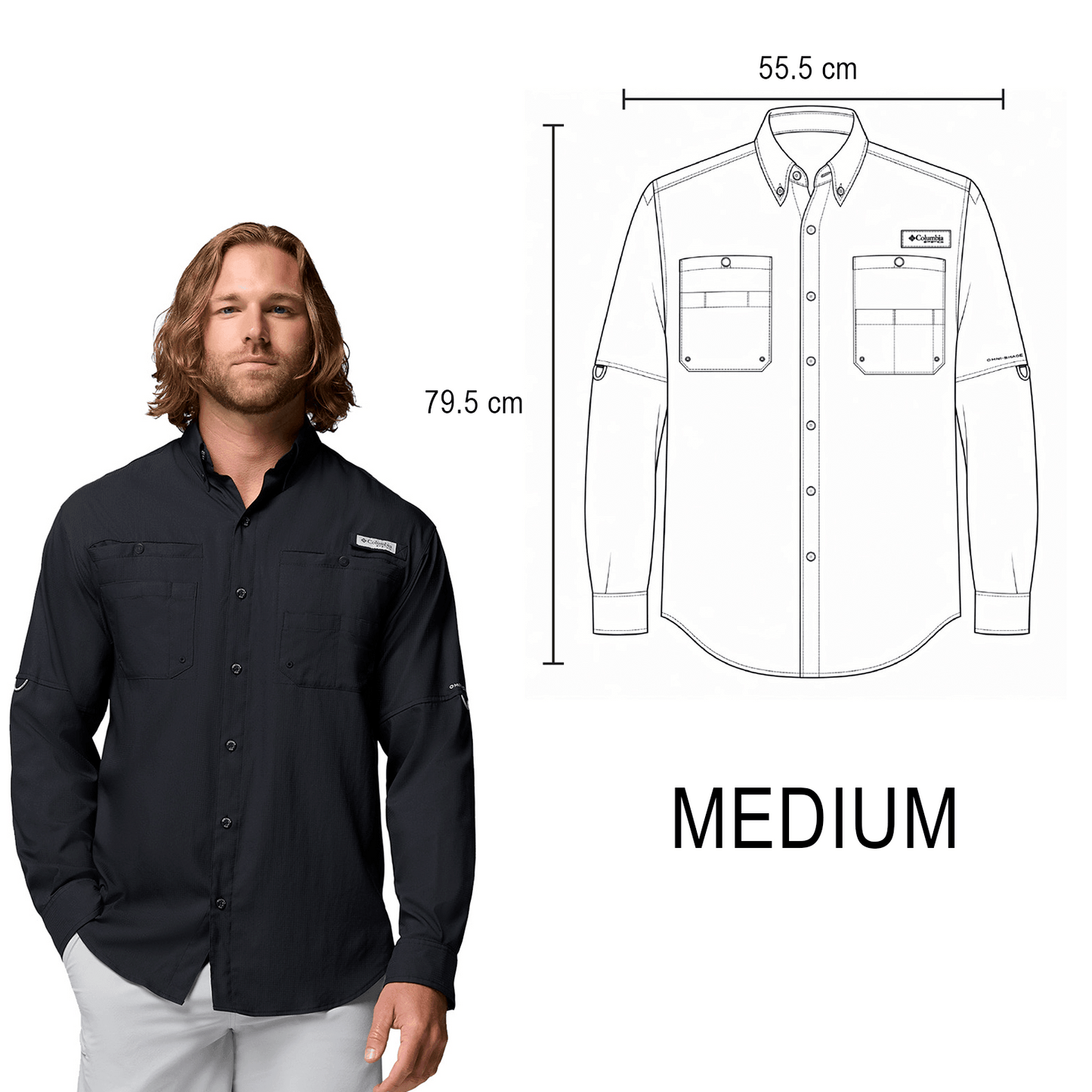 CAMISA TAMIAMI COLUMBIA MANGA LARGA CABALLERO