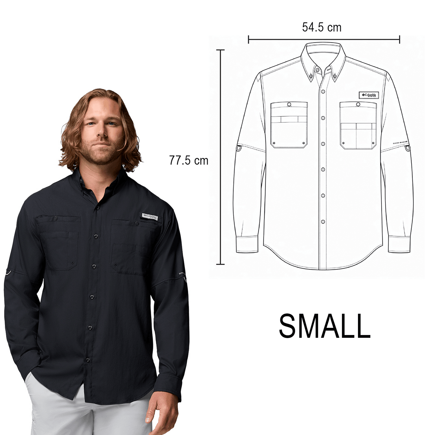 CAMISA TAMIAMI COLUMBIA MANGA LARGA CABALLERO