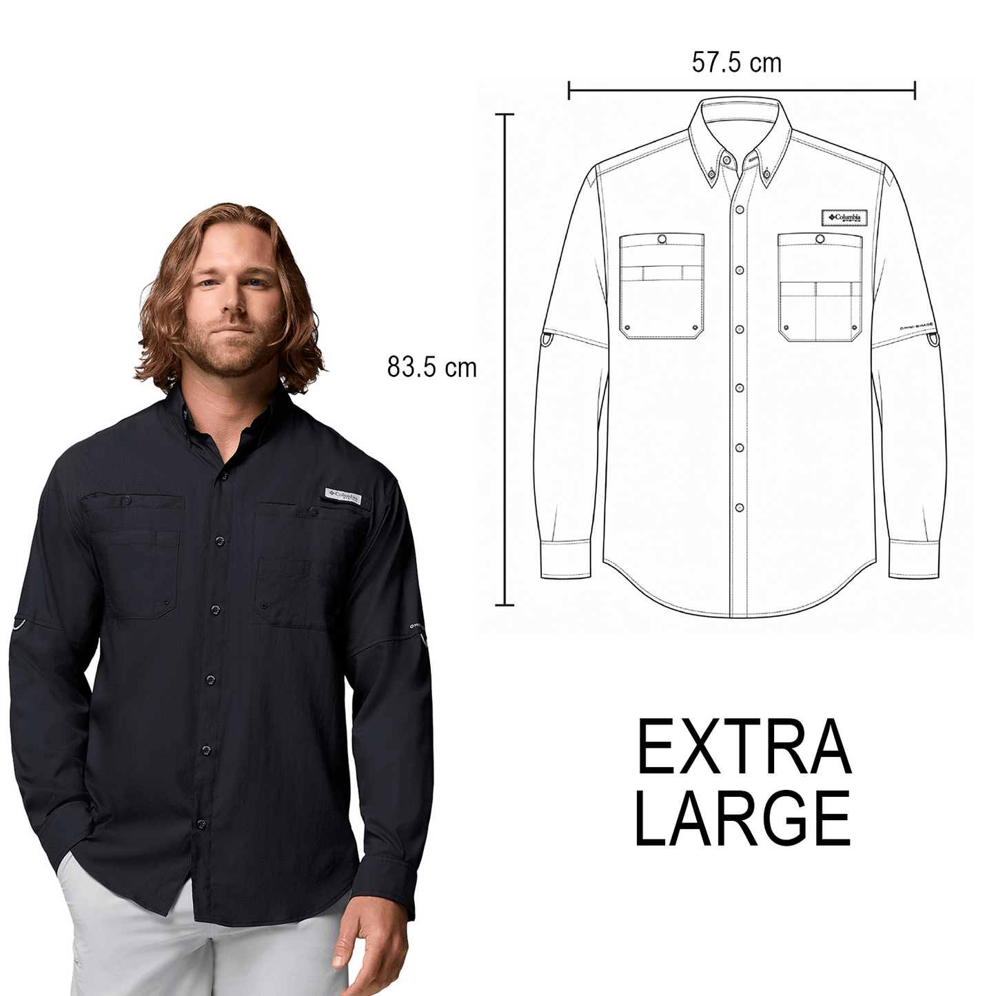 CAMISA TAMIAMI COLUMBIA MANGA LARGA CABALLERO