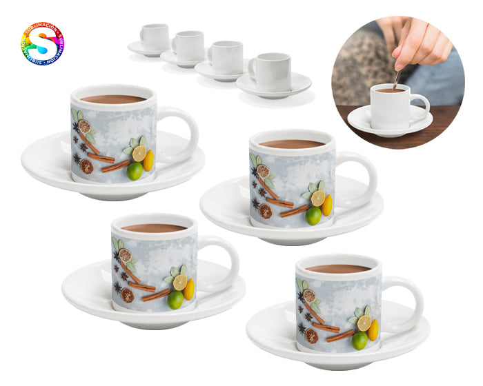 JUEGO DE TAZAS 3 OZ CON PLATO DE SUBLIMACIÓN MEETING