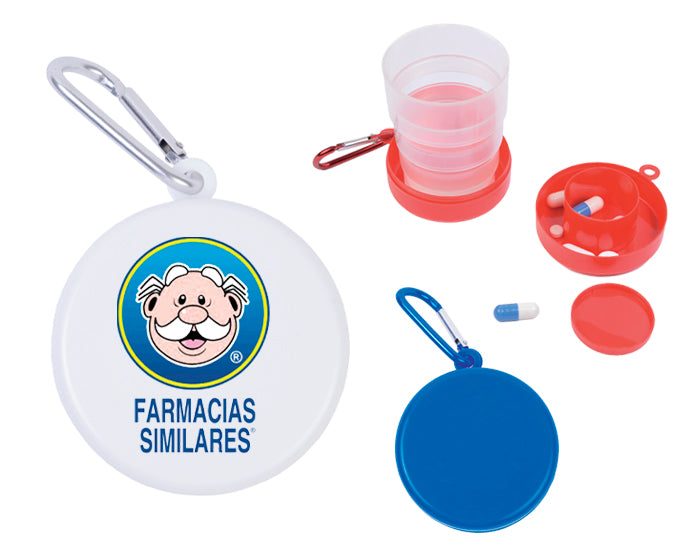 VASO PLEGABLE CON PASTILLERO PILDORA
