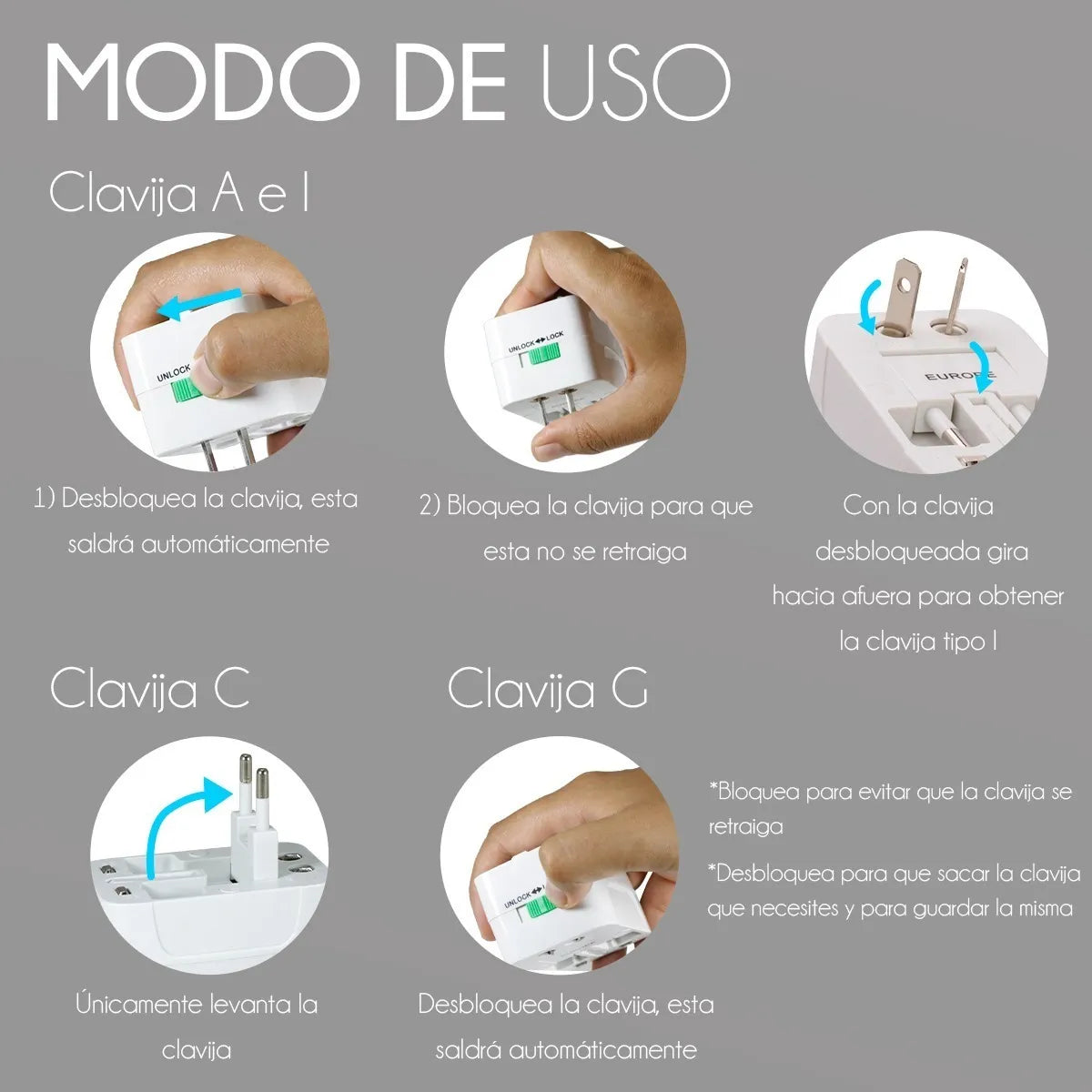 ADAPTADOR DE CORRIENTE INTERNACIONAL 4 EN 1