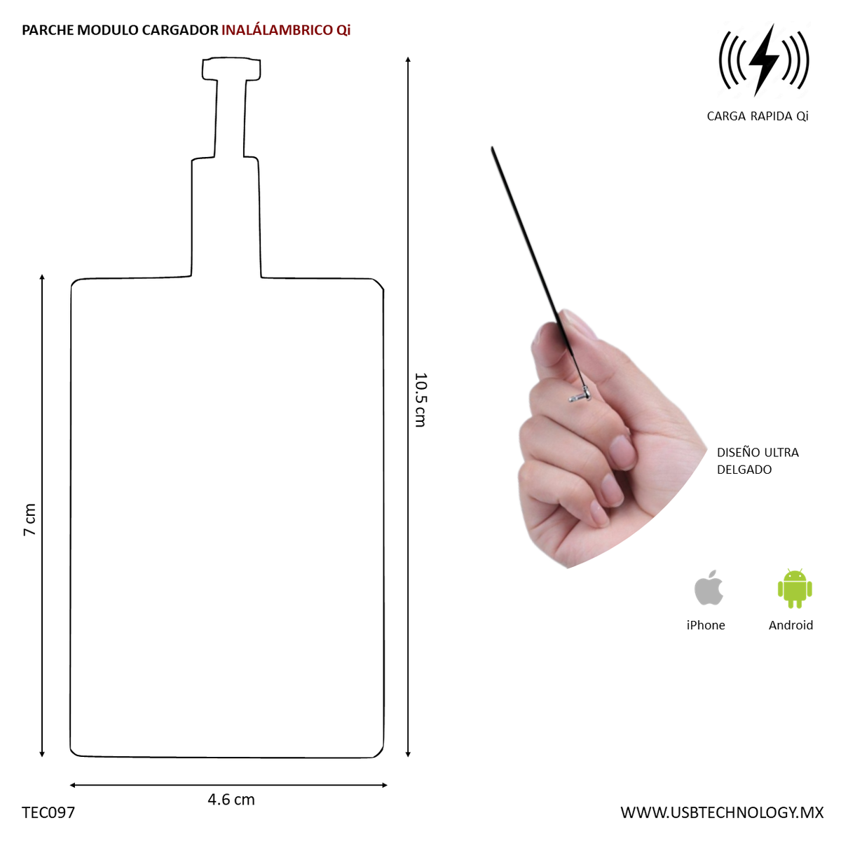 PARCHE MODULO CARGADOR INALÁMBRICO Qi
