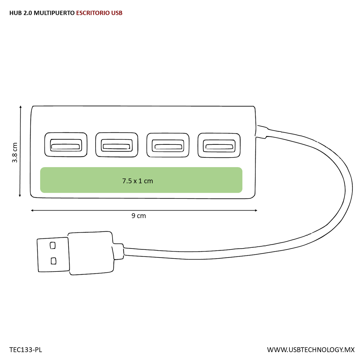 HUB USB 2.0 ALUMINIO