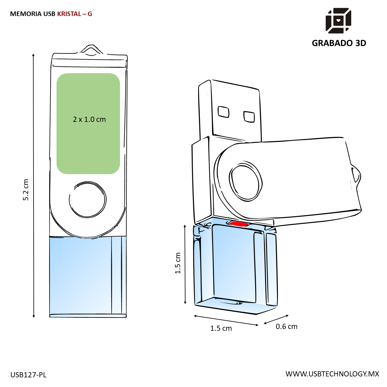 USB MINI CRISTAL 8GB