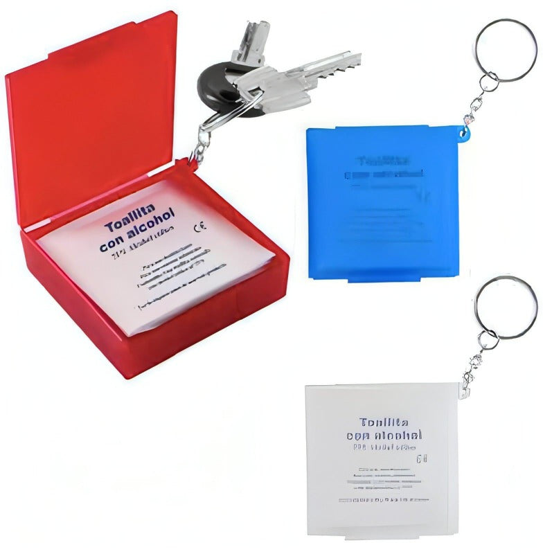 ESTUCHE-LLAVERO CON PADS DE ALCOHOL