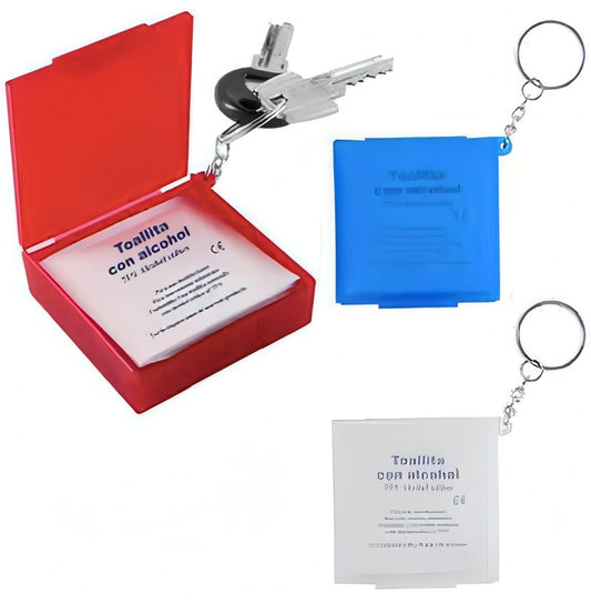 ESTUCHE-LLAVERO CON PADS DE ALCOHOL